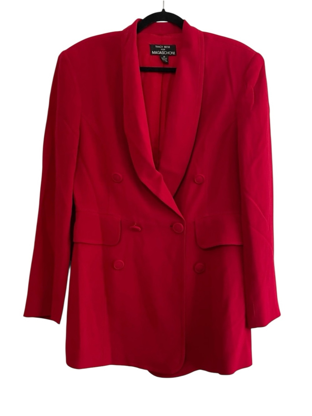 Vintage Silk Tracy Reese for Magaschoni Red Power Blazer Quiet Luxury Jacket